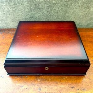 Vintage 1999 The Bombay Company Mahogany & Velvet Memory Keepsake Jewellery Box